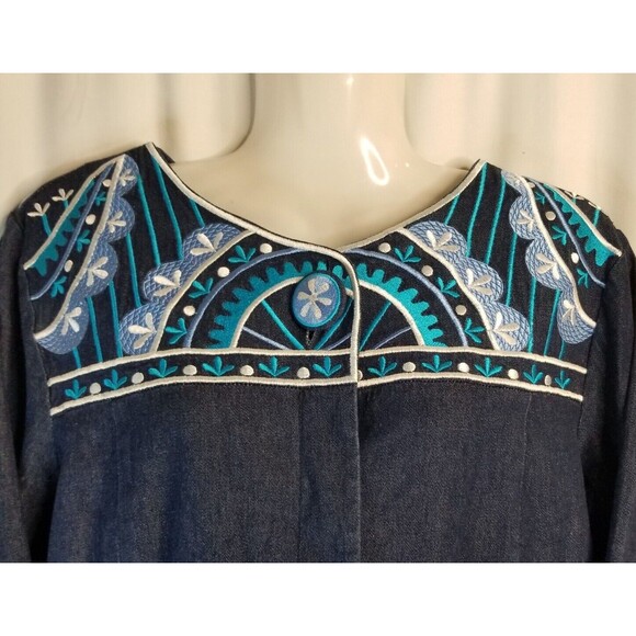 Bob Mackie Women's Jacket Wearable Art Embroidered Denim Size Medium - Picture 3 of 6
